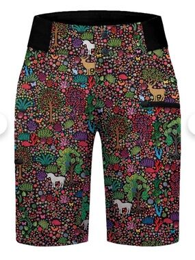 Shredly Unicorn Print Adventure Bike Shorts with Black Stretch Waistband